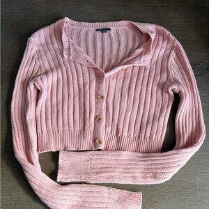 Medium cropped Wild Fable Light Pink Ribbed Cardigan